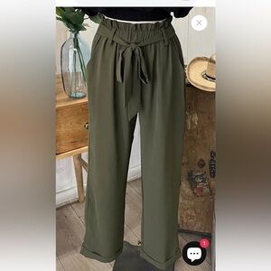 Elegant Olive Women's Wide Leg Pants